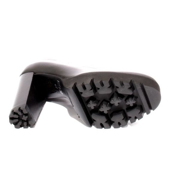 Italian Black Leather Platform Heel Shoes Pumps - Picture 8 of 8